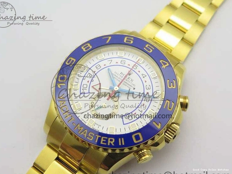 Best AAA Replica Sites Edition 3577 Bracelet II YG On YachtMaster YG Cozy 116688 Ceramic Bezel Best A White 1:1 Blue Dial JF 1224